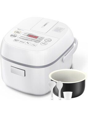 Compact Mini Rice Cooker, 3-Cup Capacity, Steamer & Warmer, One-Touch Cooking